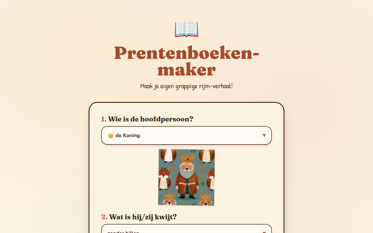 Screenshot bij Interactieve Verhalengenerator met AI-Verhaalschrijver